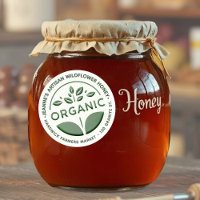 Etiqueta de producto ecológico verde oscuro con ho