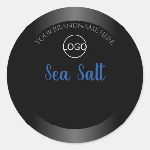 Etiqueta de producto en blanco y negro con el logo