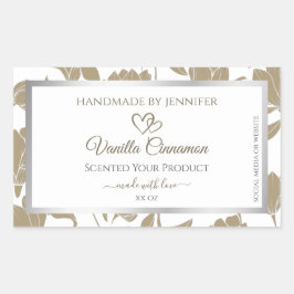 Etiqueta de producto floral blanca y beige de los 