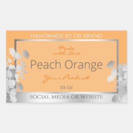 Etiqueta de producto floral Naranja de luz y plata