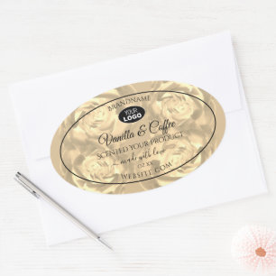 Etiqueta de producto floral Rosas de color beige l