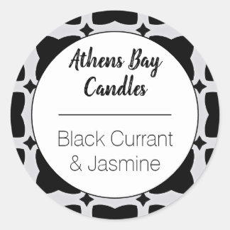 Etiqueta de producto geométrico en blanco y negro