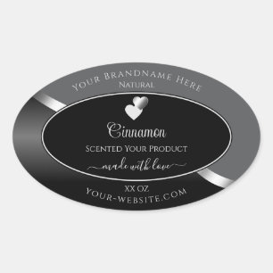 Etiqueta de producto Gris Black Wavy Silver Hearts