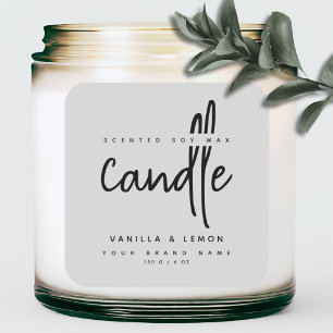 Etiqueta de producto gris con letra minimalista