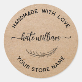 Etiqueta de producto Kraft hecha a mano con amor h