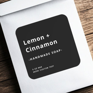 Etiqueta de producto negro cuadrada mínima moderna