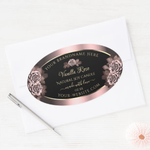Etiqueta de producto negro de borgoña Roses rosado