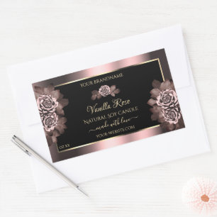 Etiqueta de producto negro de borgoña Roses rosado