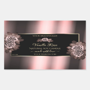 Etiqueta de producto negro de borgoña Roses rosado