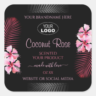 Etiqueta de producto negro exótico con logotipo de