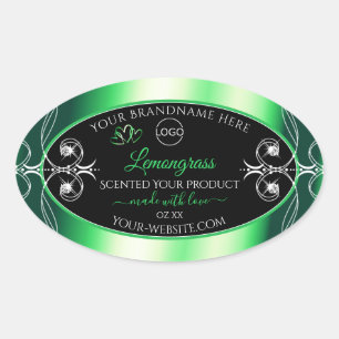 Etiqueta de producto negro verde de lujo con logot