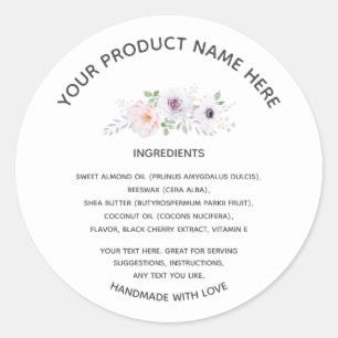 Etiqueta de producto personalizada carbón blanco