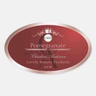 Etiqueta de producto roja con logotipo de monogram