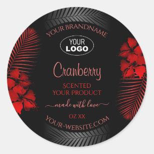 Etiqueta de producto rojo negro floral Logotipo de