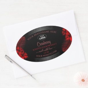 Etiqueta de producto rojo negro floral Logotipo de