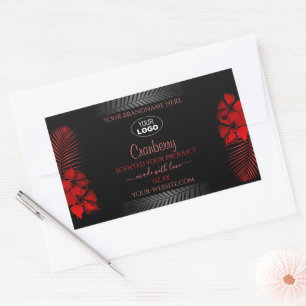 Etiqueta de producto rojo negro floral Logotipo de
