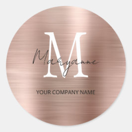 Etiqueta de producto rosa con monograma minimalist