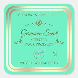 Etiqueta de producto Verde azulada brillante con m