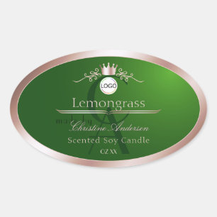 Etiqueta de producto verde con logotipo de monogra