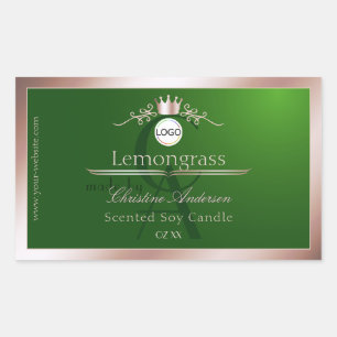 Etiqueta de producto verde con logotipo de monogra