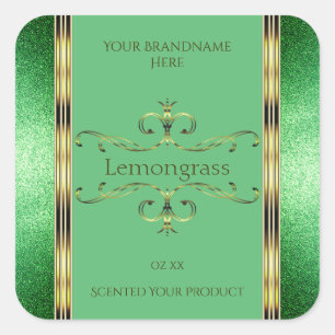 Etiqueta de producto verde Faux Gold Ornate Border