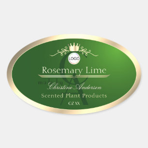 Etiqueta de producto verde oscuro con logotipo de 