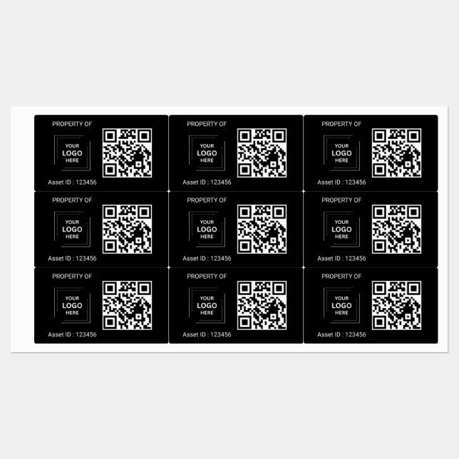 Etiqueta de propiedad de activo de código QR estil (Hoja)
