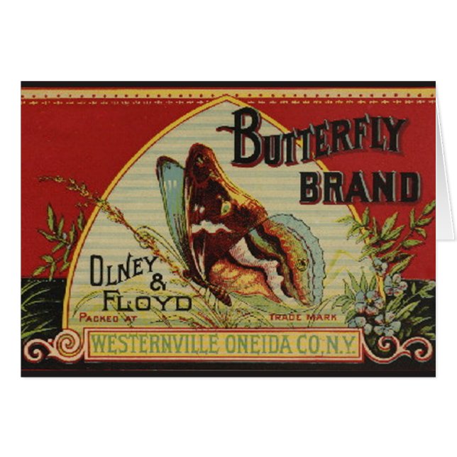 Etiqueta de publicidad de antigüedades de mariposa (Anverso (Horizontal))