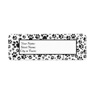 Etiqueta de punto de polka blanca y negra