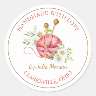 Etiqueta de punto hecha a mano