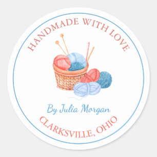 Etiqueta de punto hecha a mano