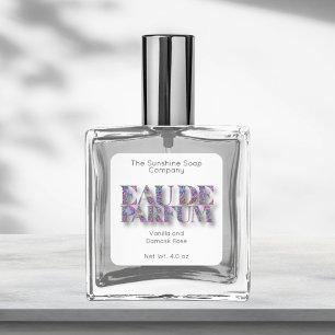 Etiqueta de Purpurina holográfico y Eau de Parfum 
