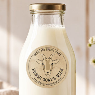 Etiqueta de queso o leche de cabra de papel marrón