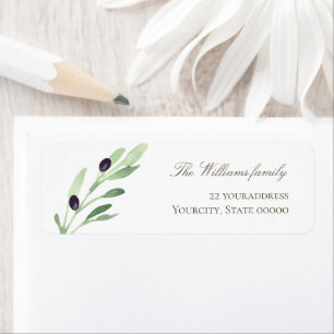 etiqueta de rama de olivo verde