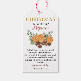 Etiqueta de receta de potpourrí casero de Navidad
