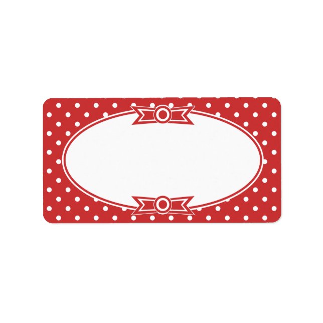 Etiqueta de recubrimiento de puntos rojos y blanco (Frente)