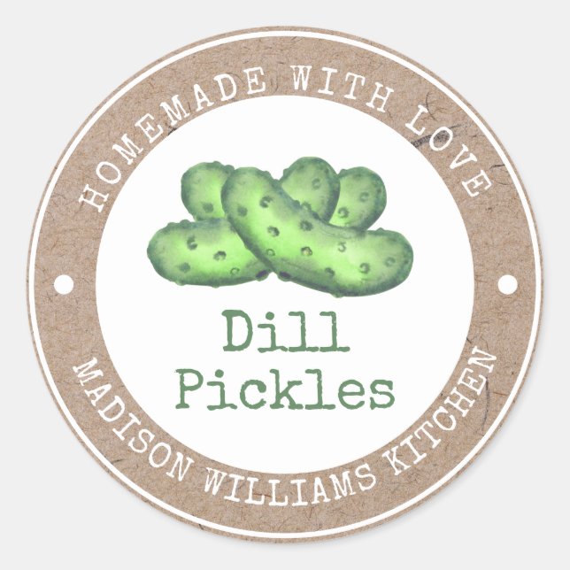 Etiqueta de recubrimiento Dill Pickle | Casero con (Anverso)