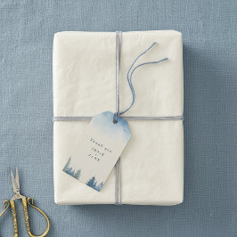 Etiqueta de recuerdo de boda de árboles de pino su