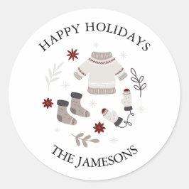 Etiqueta de regalo adhesiva de Felices Fiestas Esc