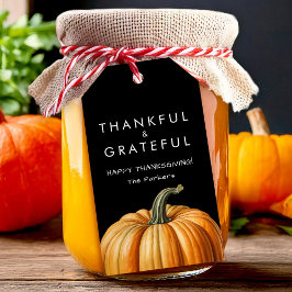 Etiqueta de regalo agradecida y grata con calabaza
