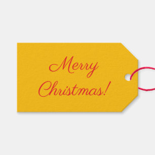 Etiqueta de regalo amarilla de Feliz Navidad