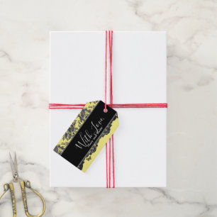 ETIQUETA DE REGALO AMARILLO CON LACE DE NOMBRE PER