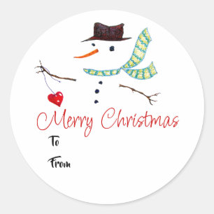 Etiqueta de regalo Arte de Navidad Muñeco de nieve