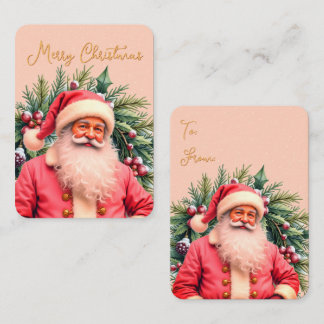 Etiqueta de regalo artística rosa de Santa Claus