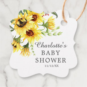 Etiqueta de regalo Baby Shower Favorito de girasol
