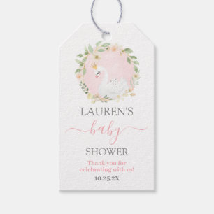 Etiqueta de regalo Baby Shower rosa para la prince