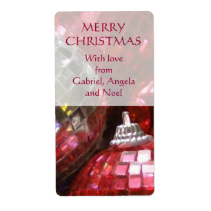 Etiqueta de regalo Baubles rojos texto rojo retrat