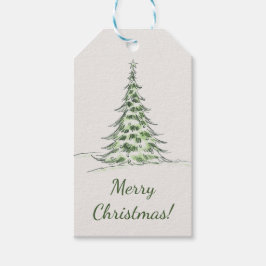 Etiqueta de regalo beige elegante Feliz Navidad