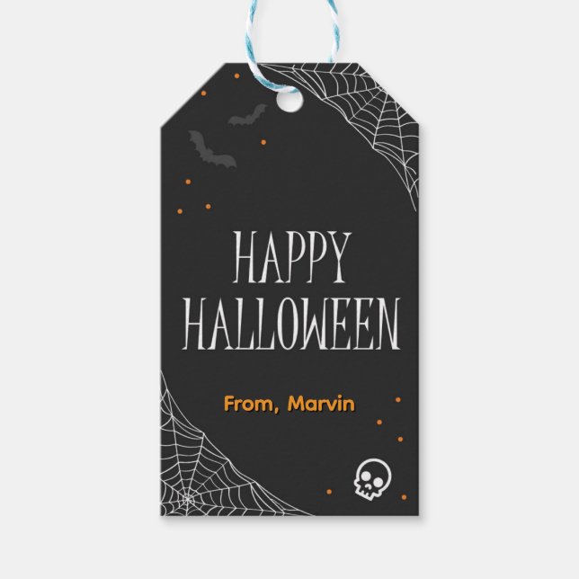 Etiqueta de regalo Black Web Halloween (Anverso)