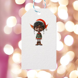 Etiqueta de regalo blanca Elf para los Navidades a